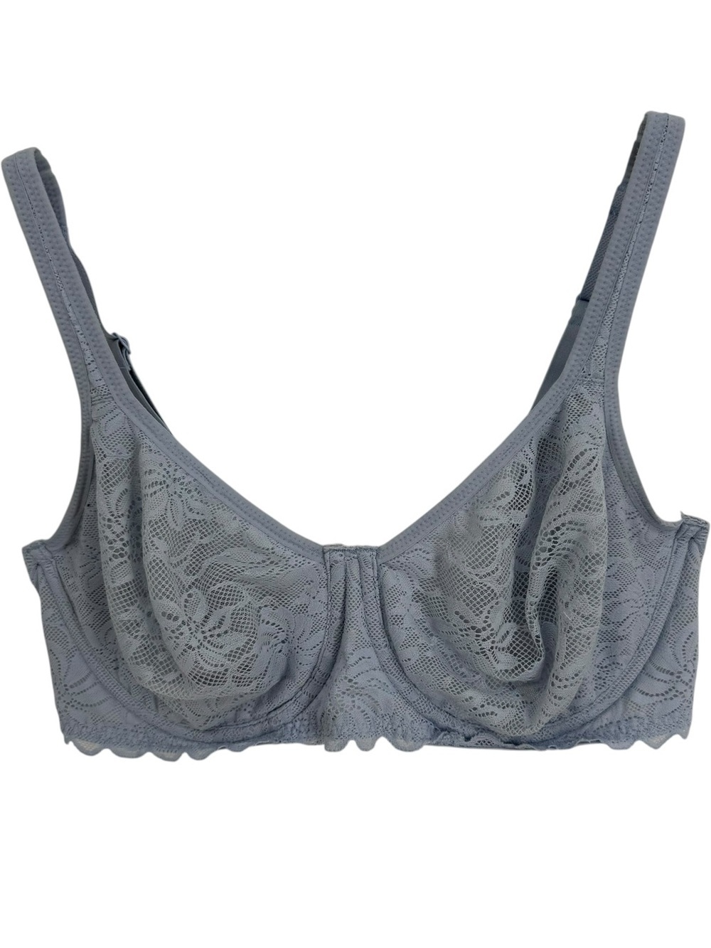 Wacoal Soft Sense Lace Bra Scalloped Underwire Size 34DD Blue #851334